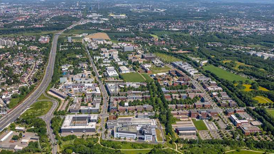 Das TZDO gehört zu den führenden Technologiezentren in Europa Luftbild des Wissenschafts- und Technologiecampus Dortmund