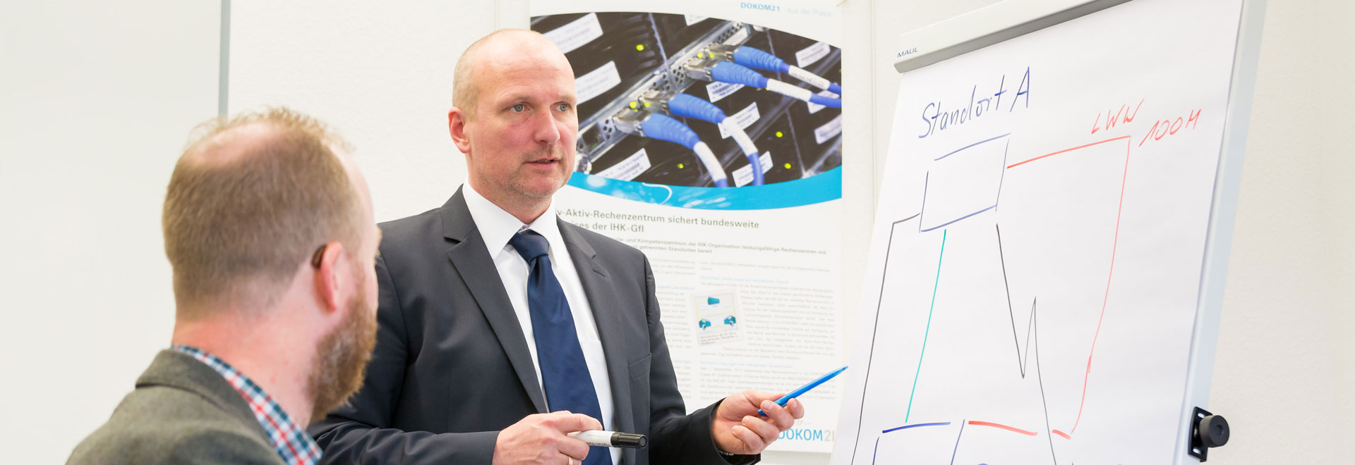 DOKOM21 Mitarbeiter erklärt das Georedundanz-Konzept der Rechenzentren