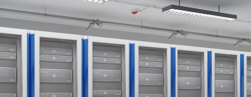 Löschbereich wird automatisch mit Löschgas geflutet Deckenmodul der Gaslöschanlage