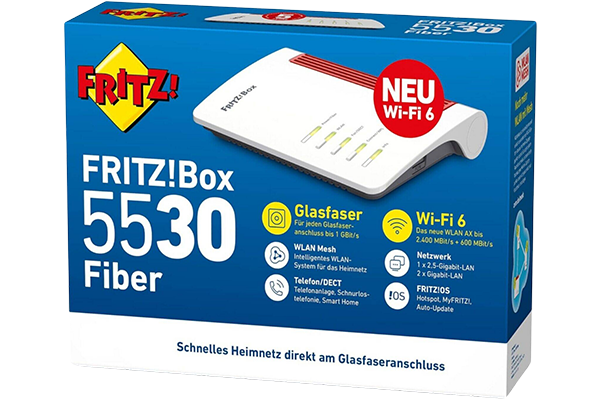 Sie sehen eine Verpackung vom WLAN-Router z.B. FRITZ!Box 5530 .
