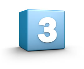 Blauer Block mit der Zahl 3